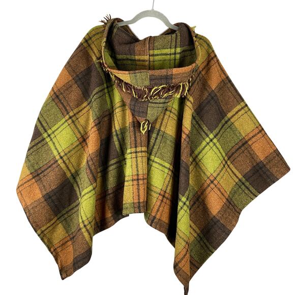 Vintage Wool Front Zip Closure Hooded Cape Coat - Picture 4 of 7